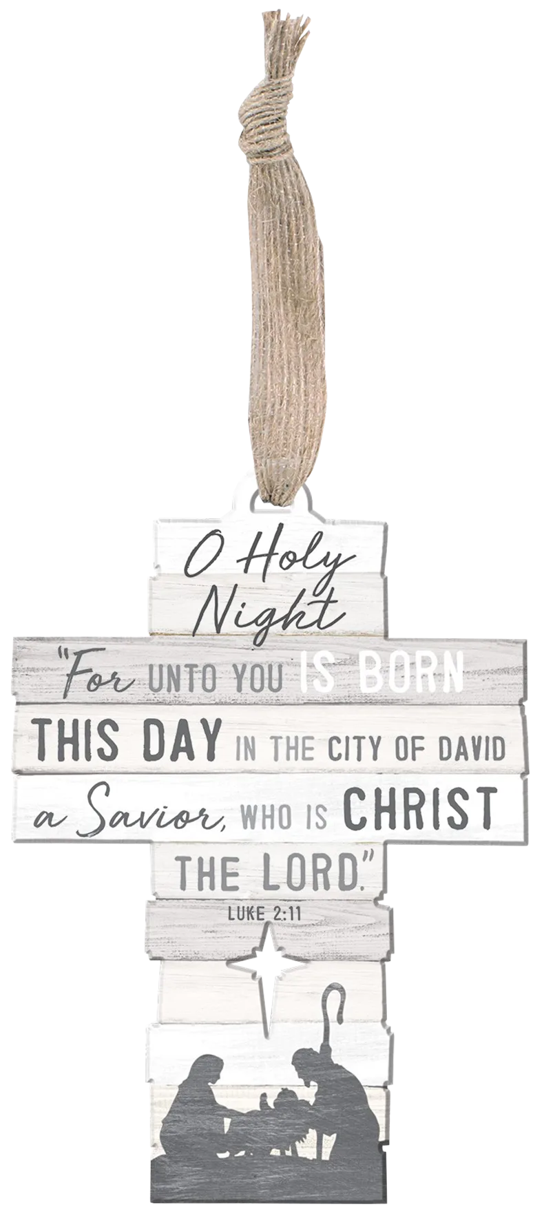 Holy Night Wooden Cross - Ornament