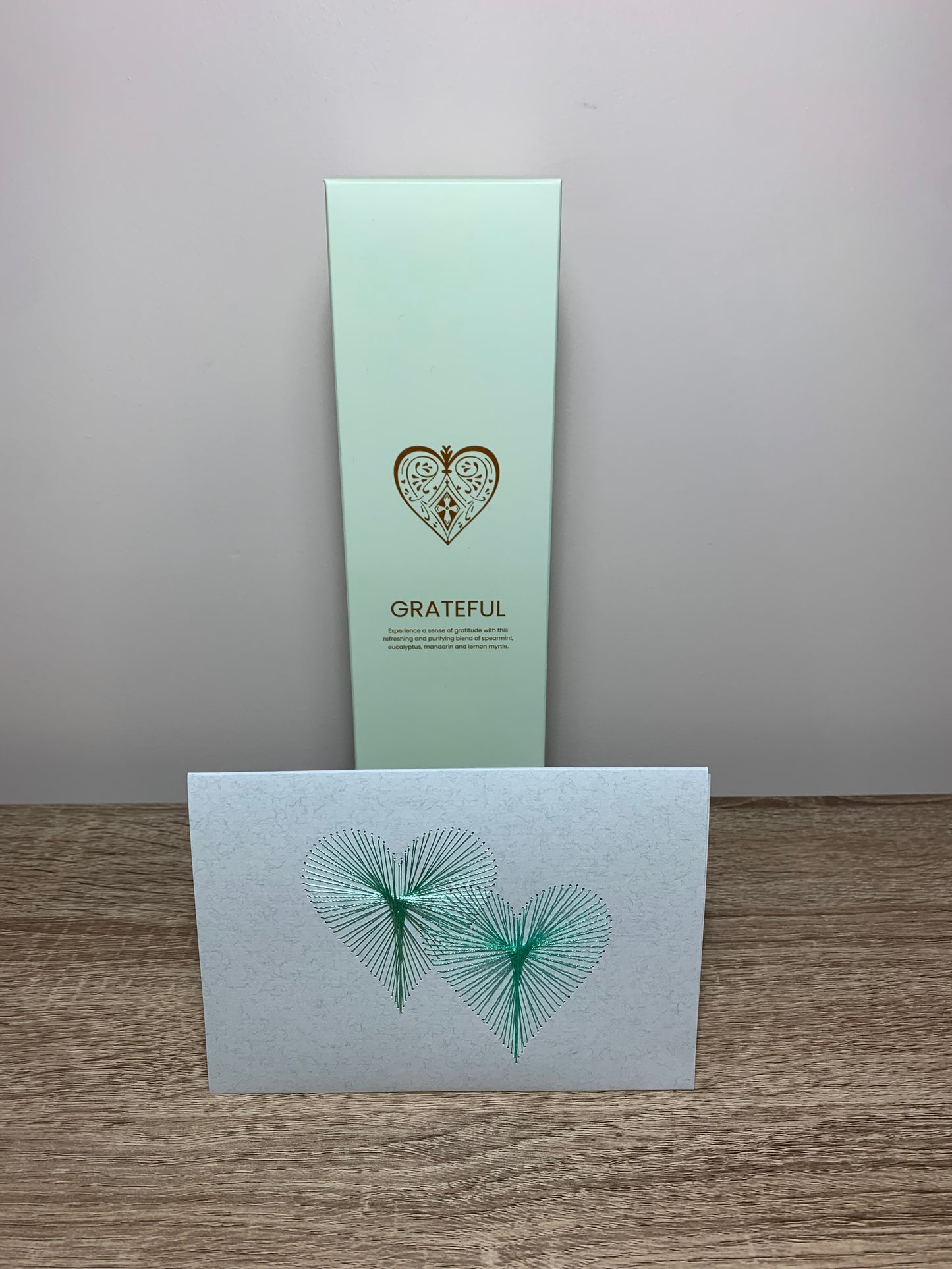 Handmade String Art Heart Card - Grateful