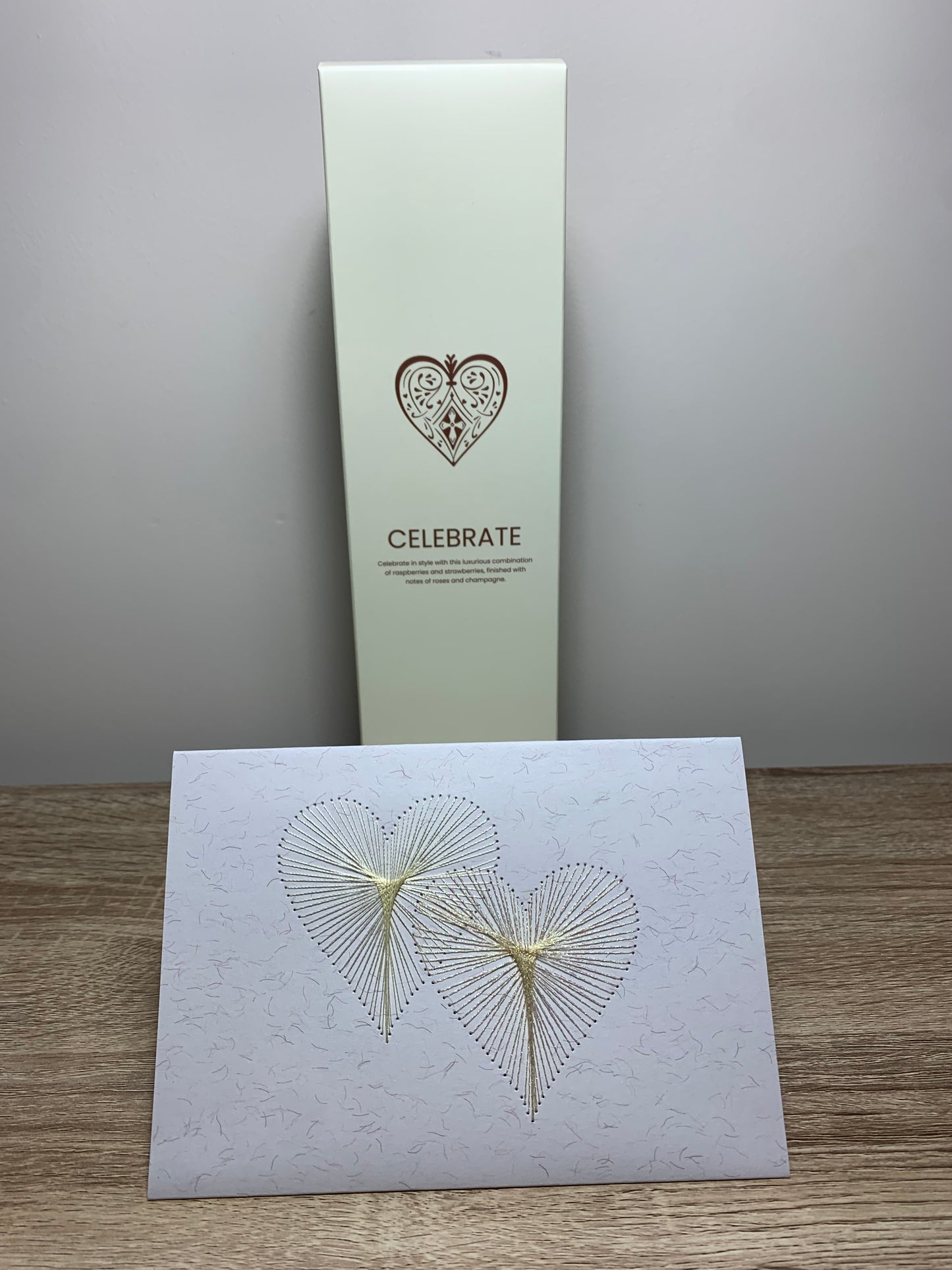 Handmade String Art Heart Card - Celebrate