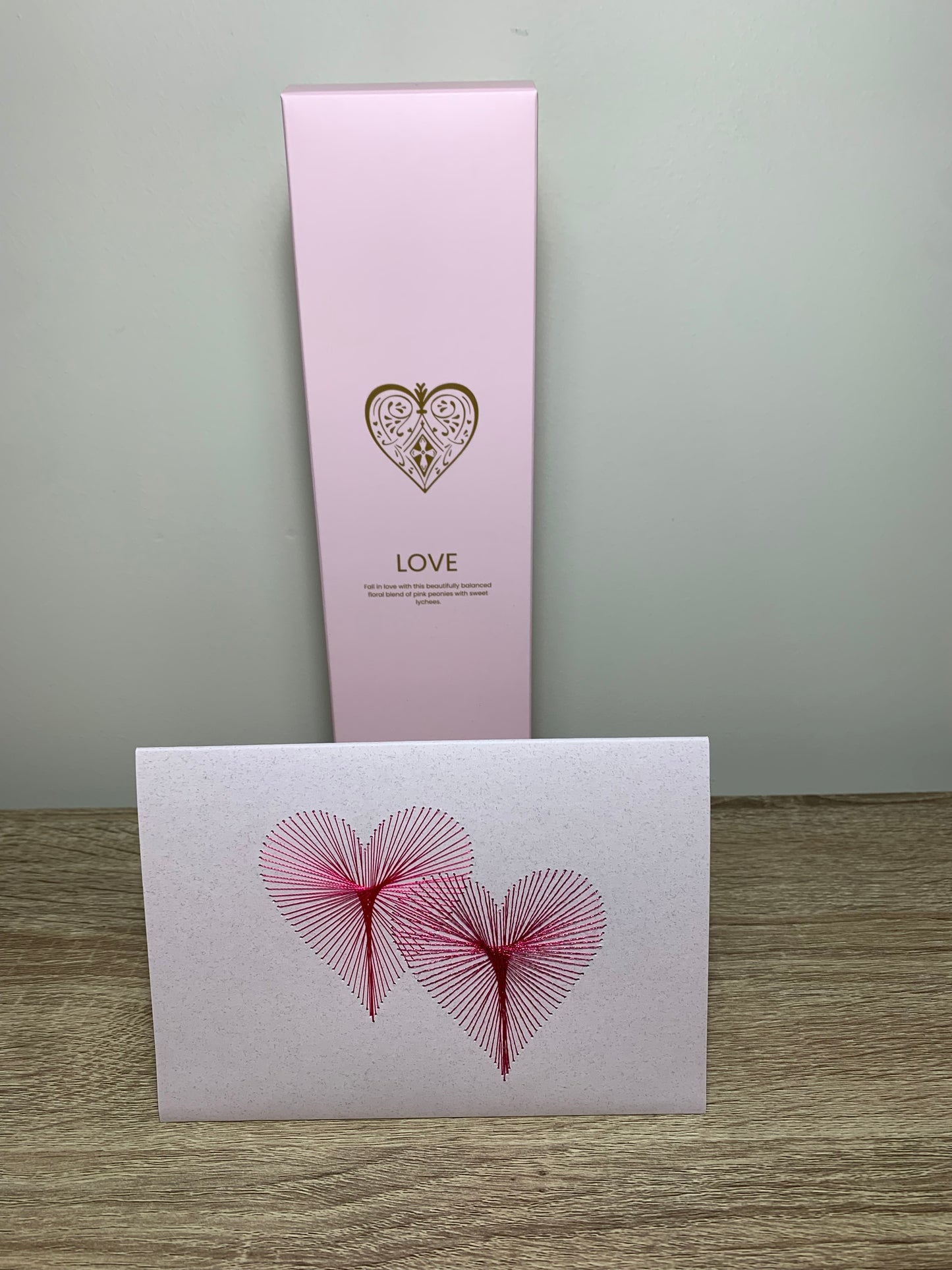 Handmade String Art Heart Card - Love