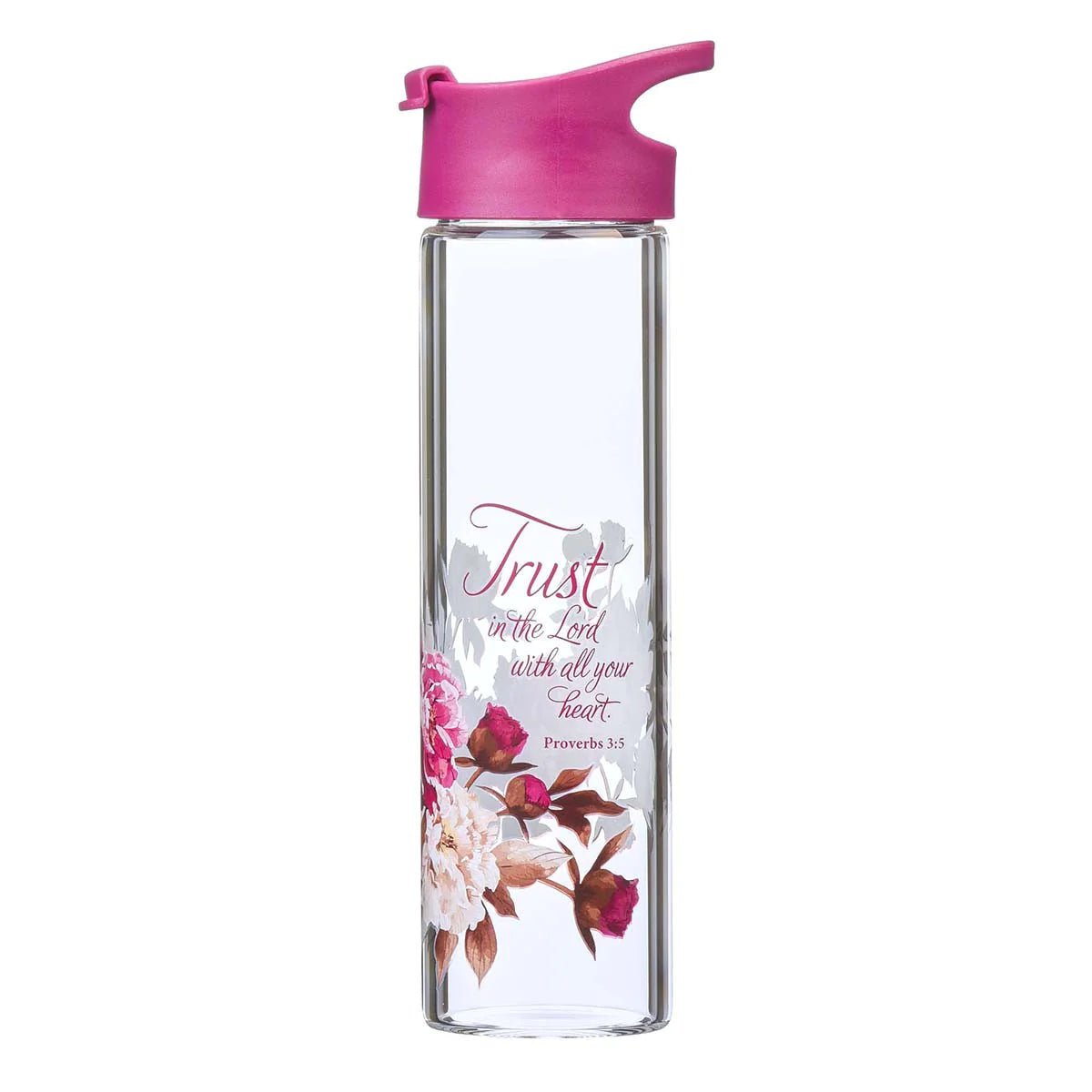 Trust In The Lord Proverbs 3:5 - Plum Glass Water Bottle