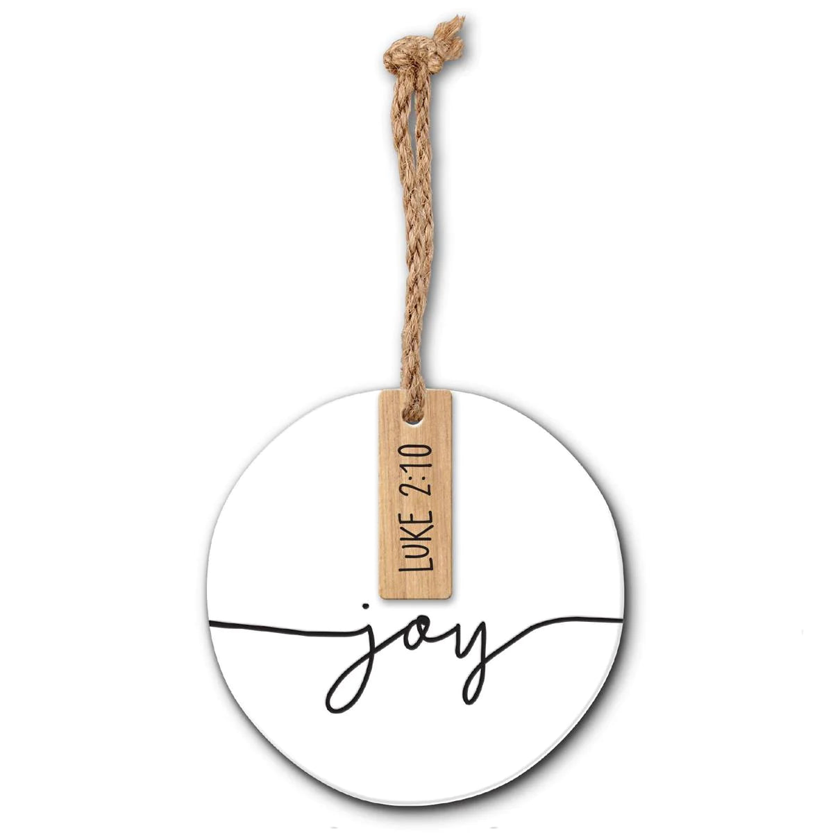 Simply Joy - White Wooden & Ceramic Ornament