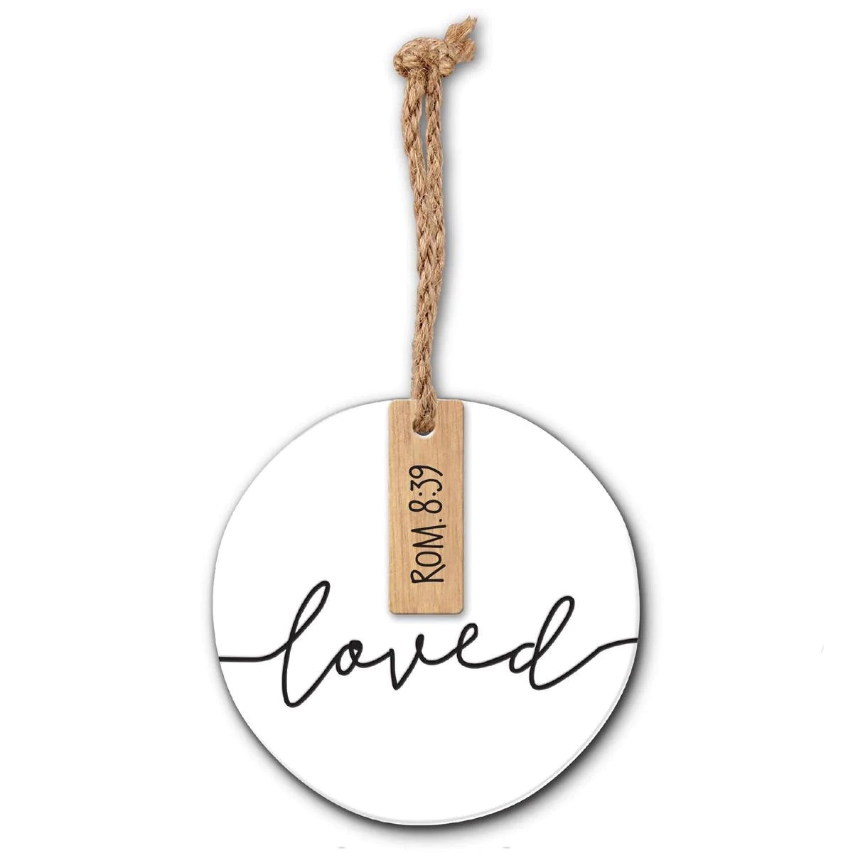 Simply Loved - White Wooden & Ceramic Ornament
