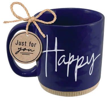 Happy - Blue Ceramic Mug