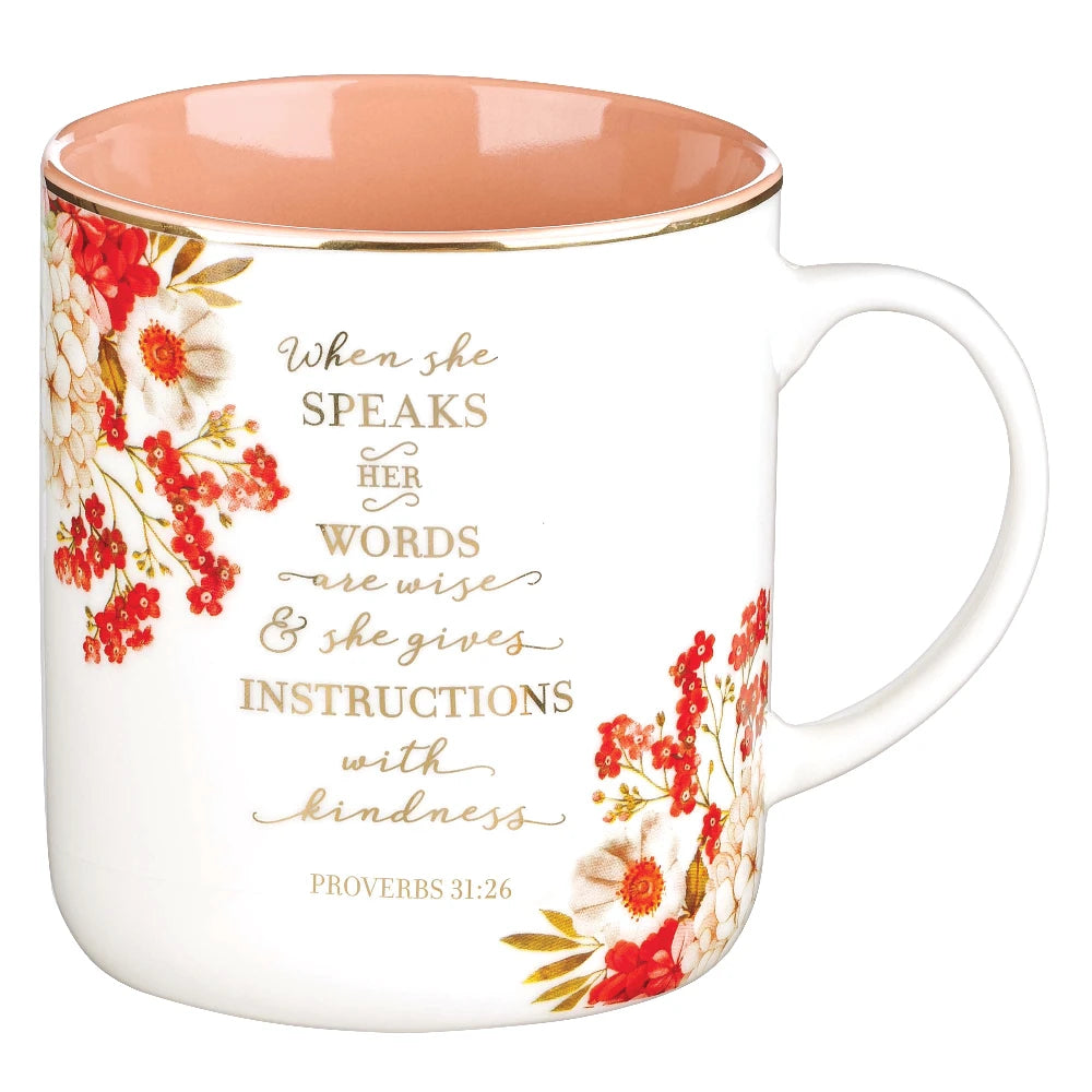 When She Speaks - Floral/Cream/Gold Ceramic Mug