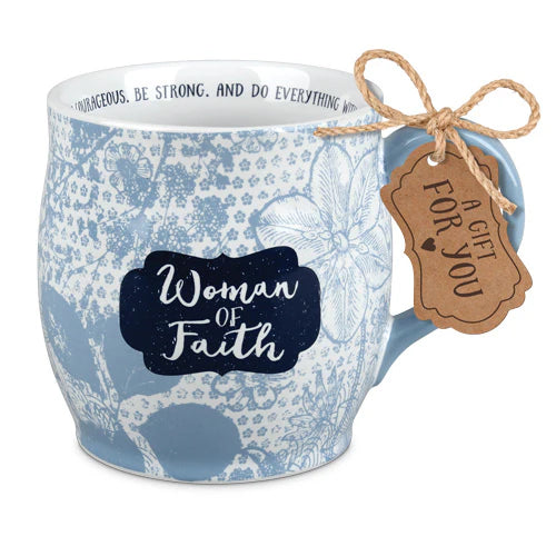 Woman Of Faith - Blue/White Ceramic Mug