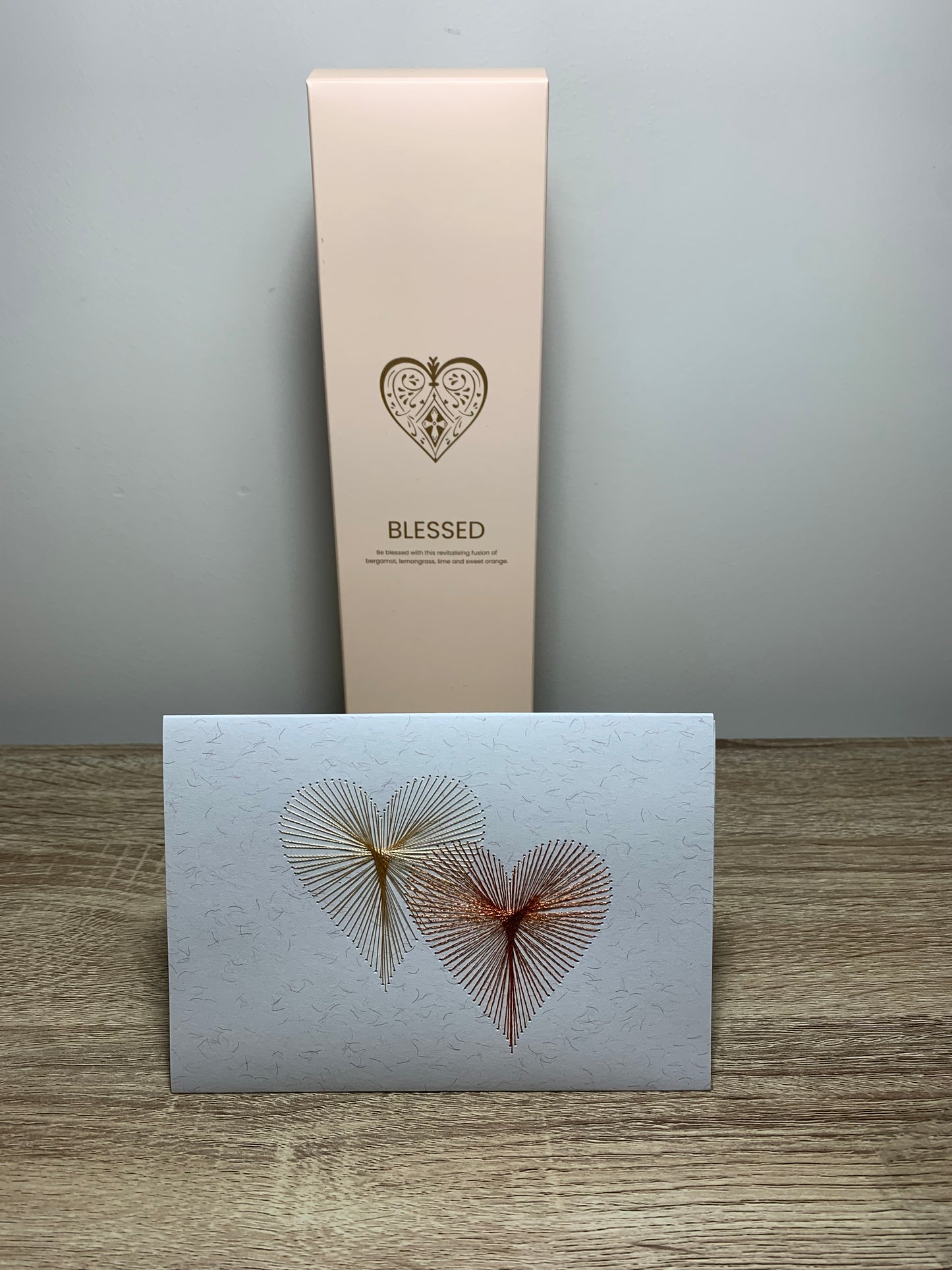 Handmade String Art Heart Card - Blessed