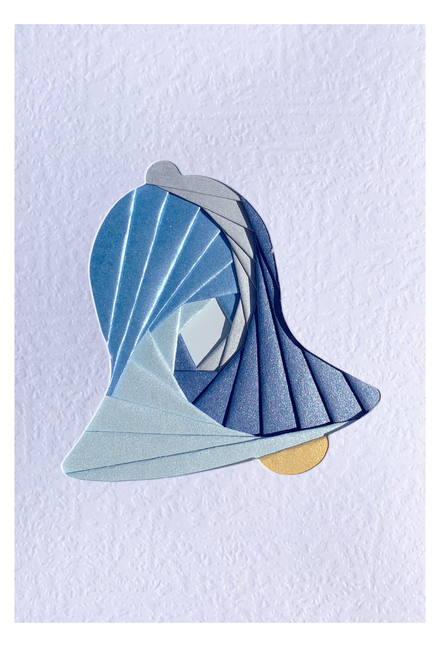 Handmade Bell Iris Fold Card - Blue/Silver Themed