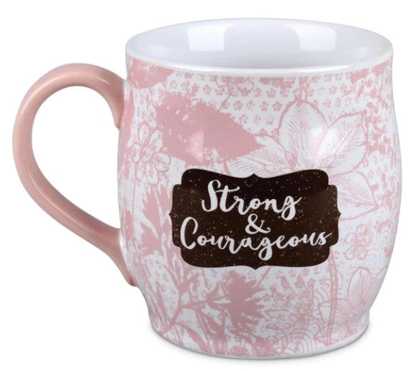 Strong & Courageous - White/Pink Ceramic Mug