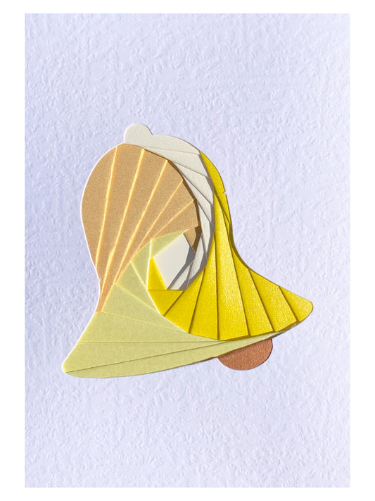 Handmade Bell Iris Fold Card - Yellow/Gold Themed