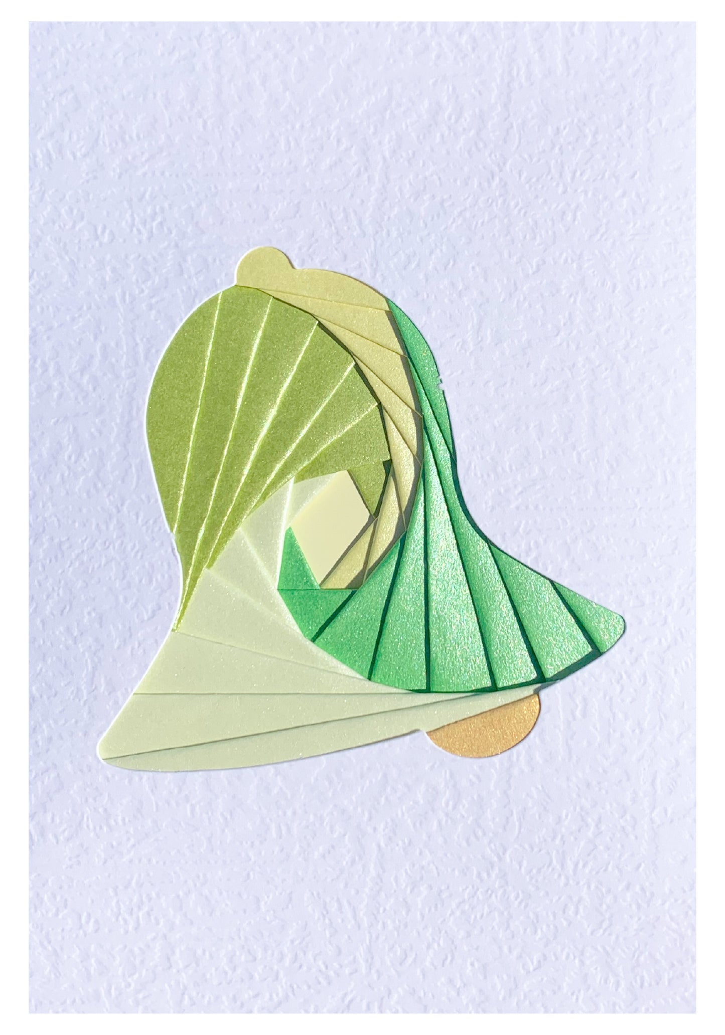 Handmade Bell Iris Fold Card - Green Themed