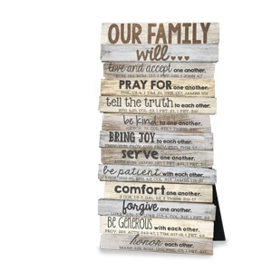 Our Family Will - Small Stacked Wood Desktop Plaque