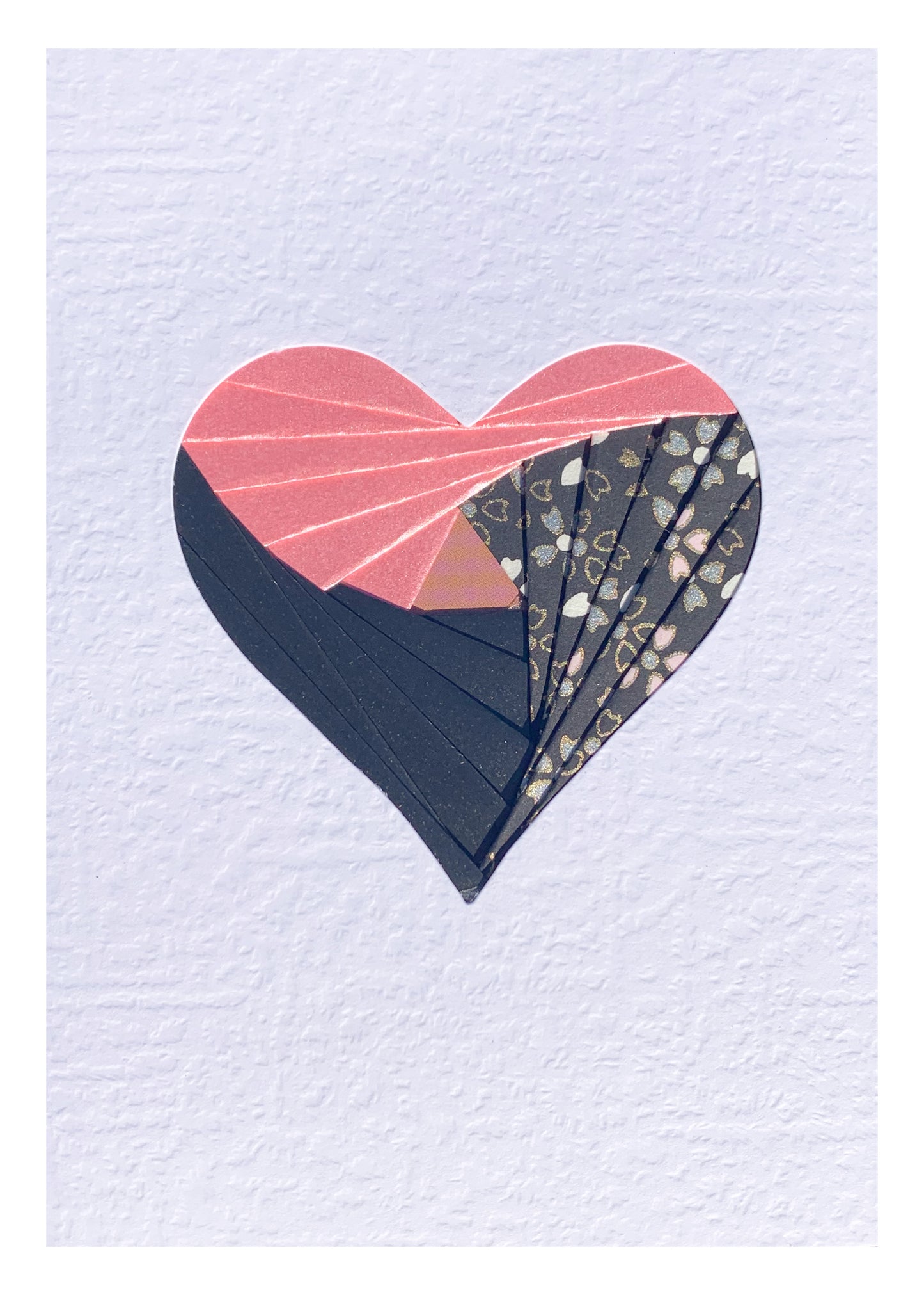 Handmade Heart Iris Fold Card - Pink/Black Themed