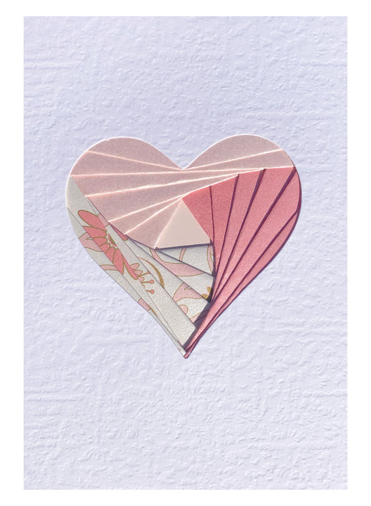 Handmade Heart Iris Fold Card - Pink Themed