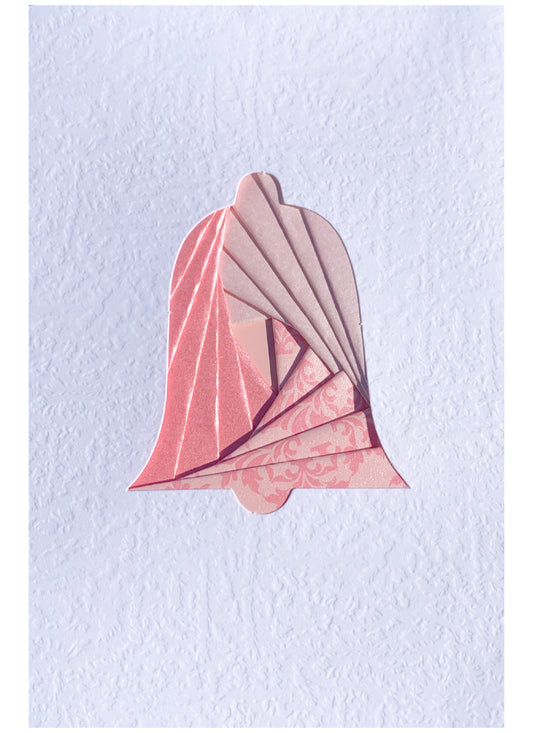 Handmade Wedding Bell Iris Fold Card - Pink Themed