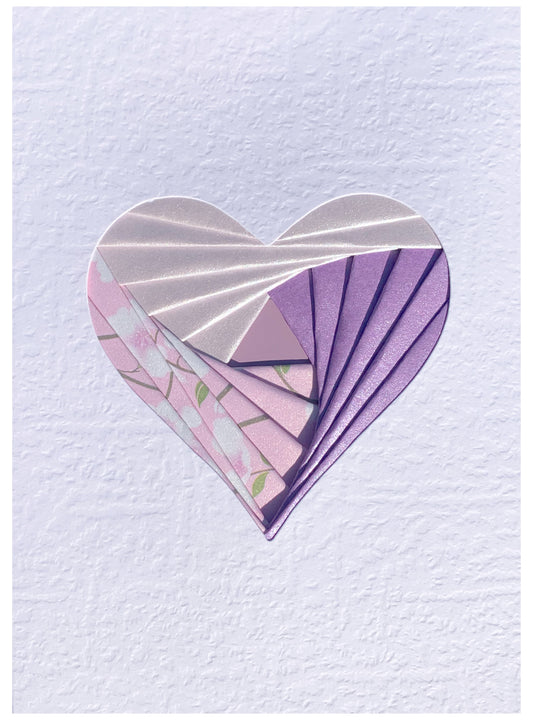 Handmade Heart Iris Fold Card - Purple Themed