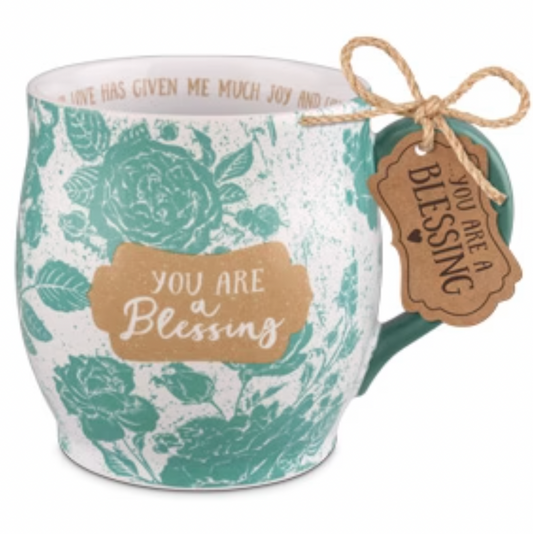 You Are A Blessing - Turquoise/White Ceramic Mug