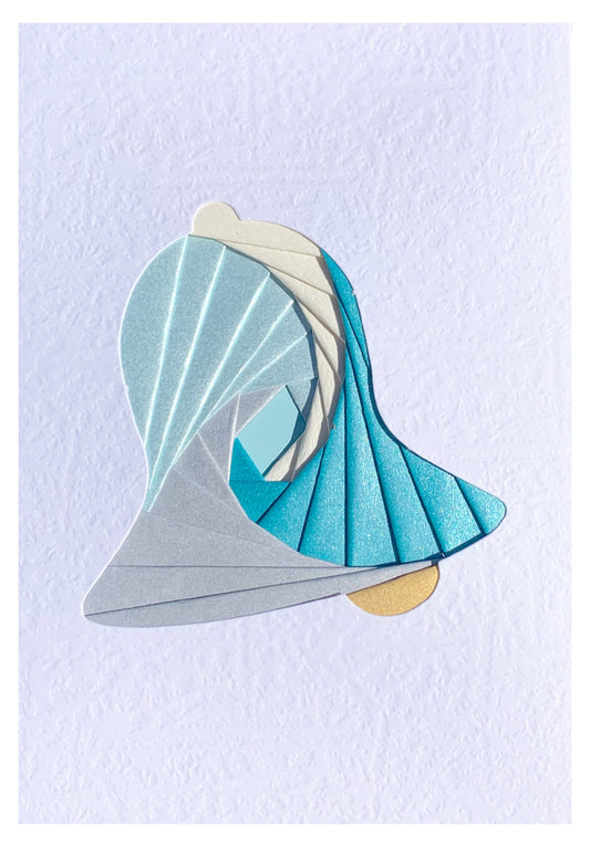 Handmade Bell Iris Fold Card - Teal Themed