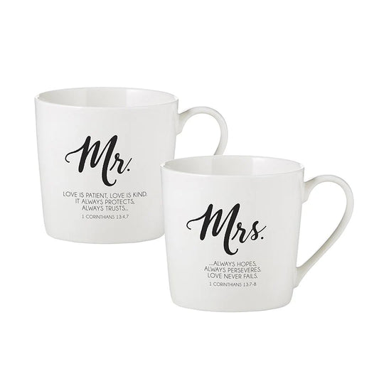 White Bone China Mug Set (2) - Mr & Mrs